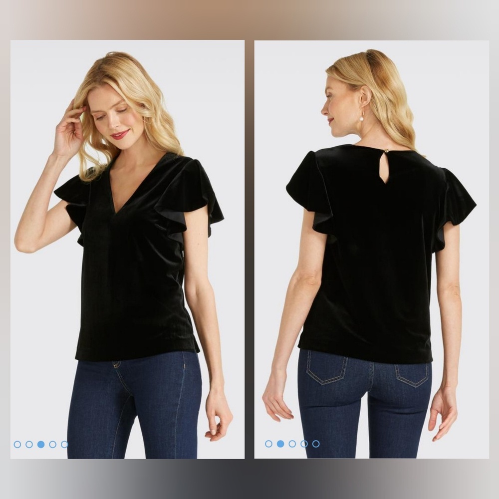 Draper James Velvet Flutter Sleeve Blouse
